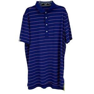 Ralph Lauren RLX Polo Shirt Mens Size L purple Stripe Golf Performance Stretch